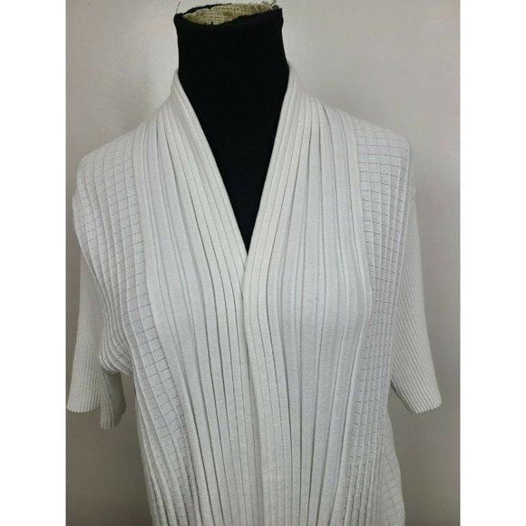 Lane Bryant Womens White Open Front Half Sleeve Pleated Cardigan Plus Size 18/20 - Picture 3 of 9